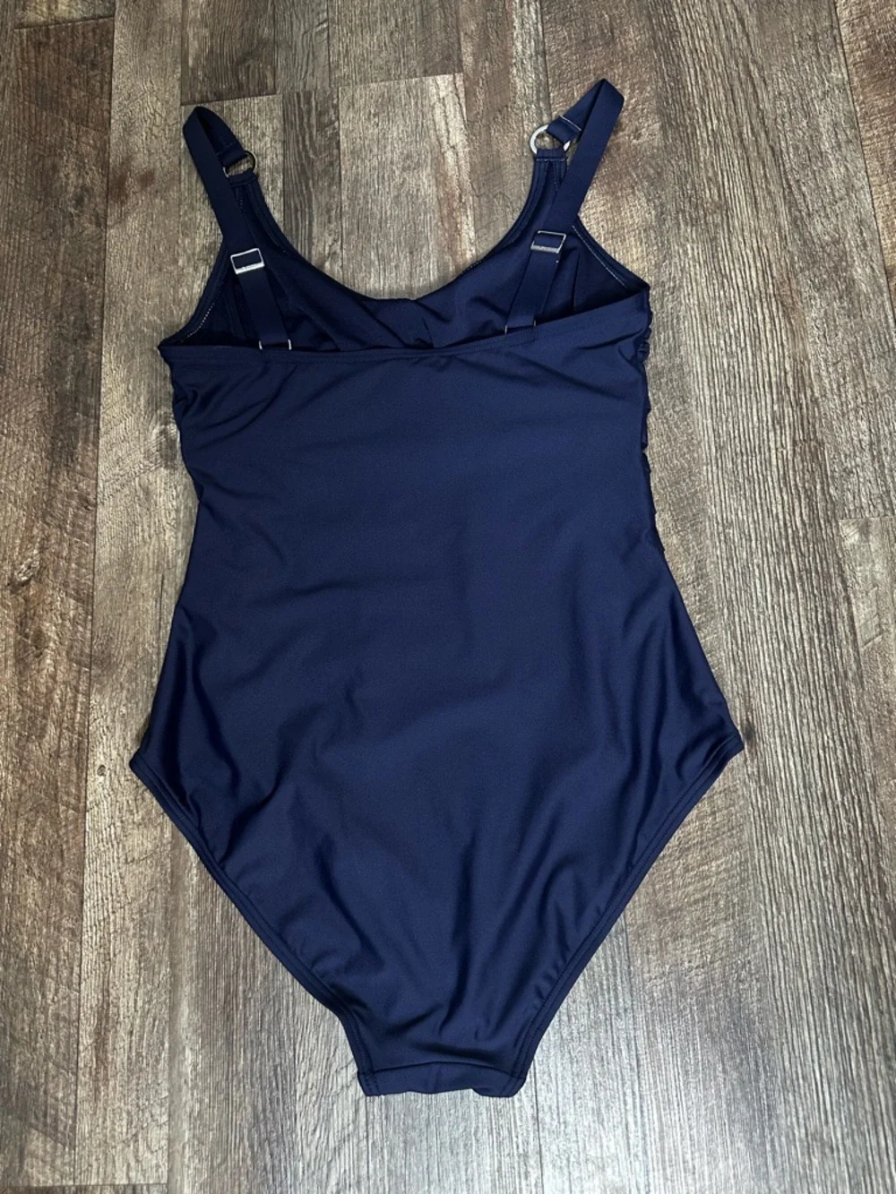 DKNY Dark Navy Ruched One-Piece Swimsuit - Picture 3 of 8